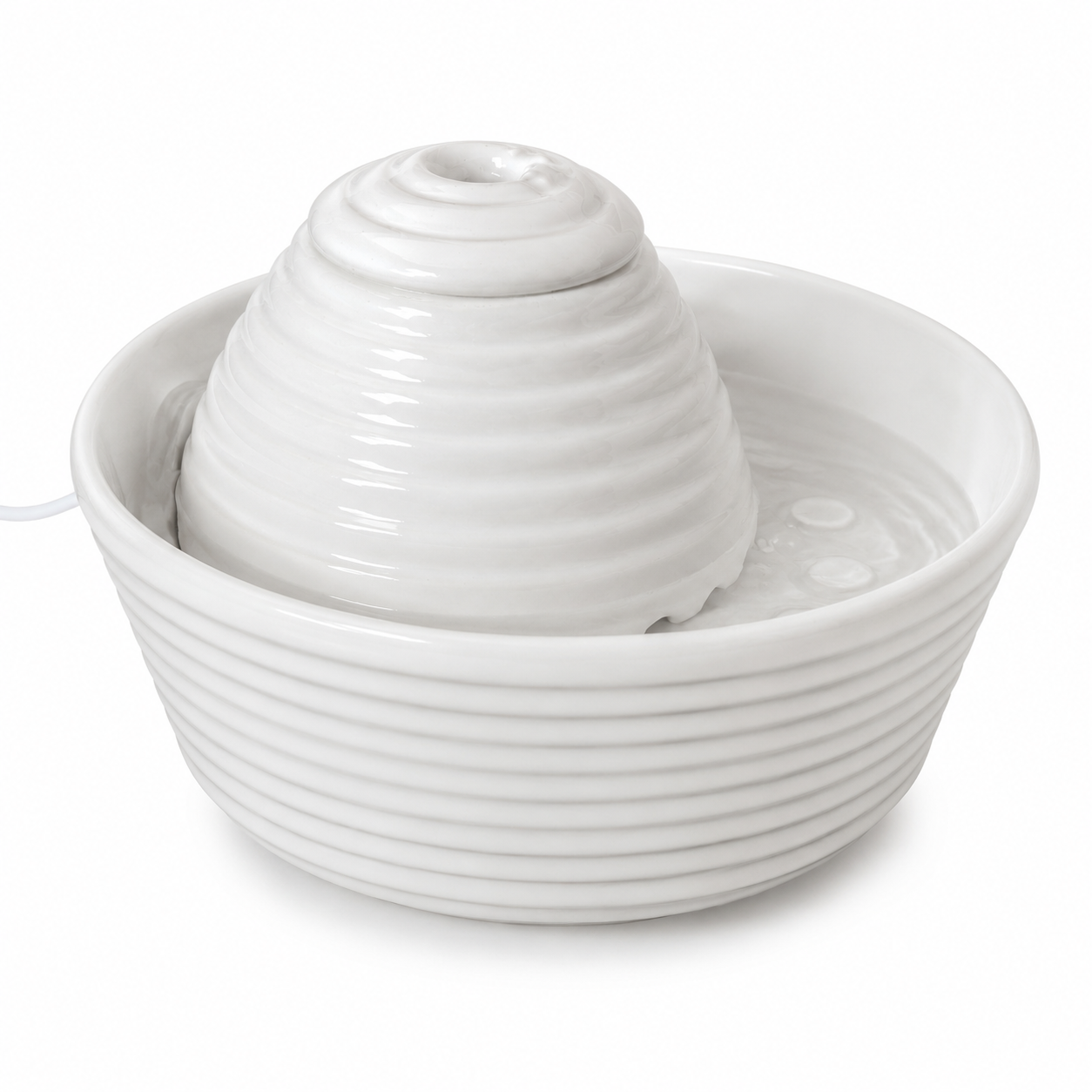 Ceramic Cat Water Fountain – 1.5 L Filtered Fountain with Quiet Pump & LED