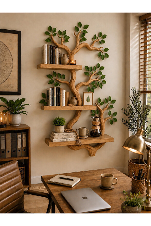Natural Tree Branch Wall Bookshelf