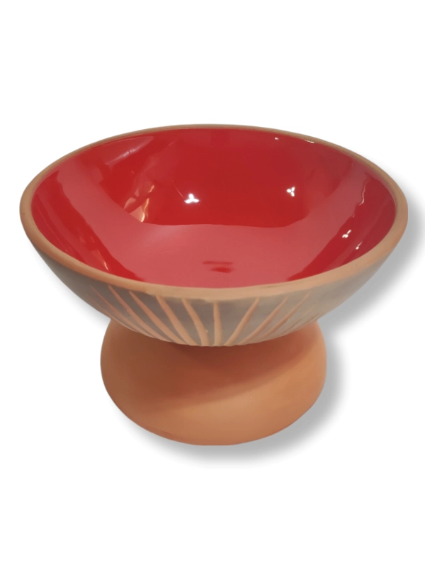 Rustic Handmade Footed Ceramic Serving Bowl – 25 cm