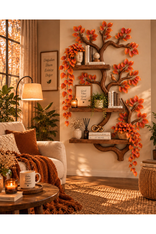Tree-Shaped Wall Bookshelf – Rustic Branch Display