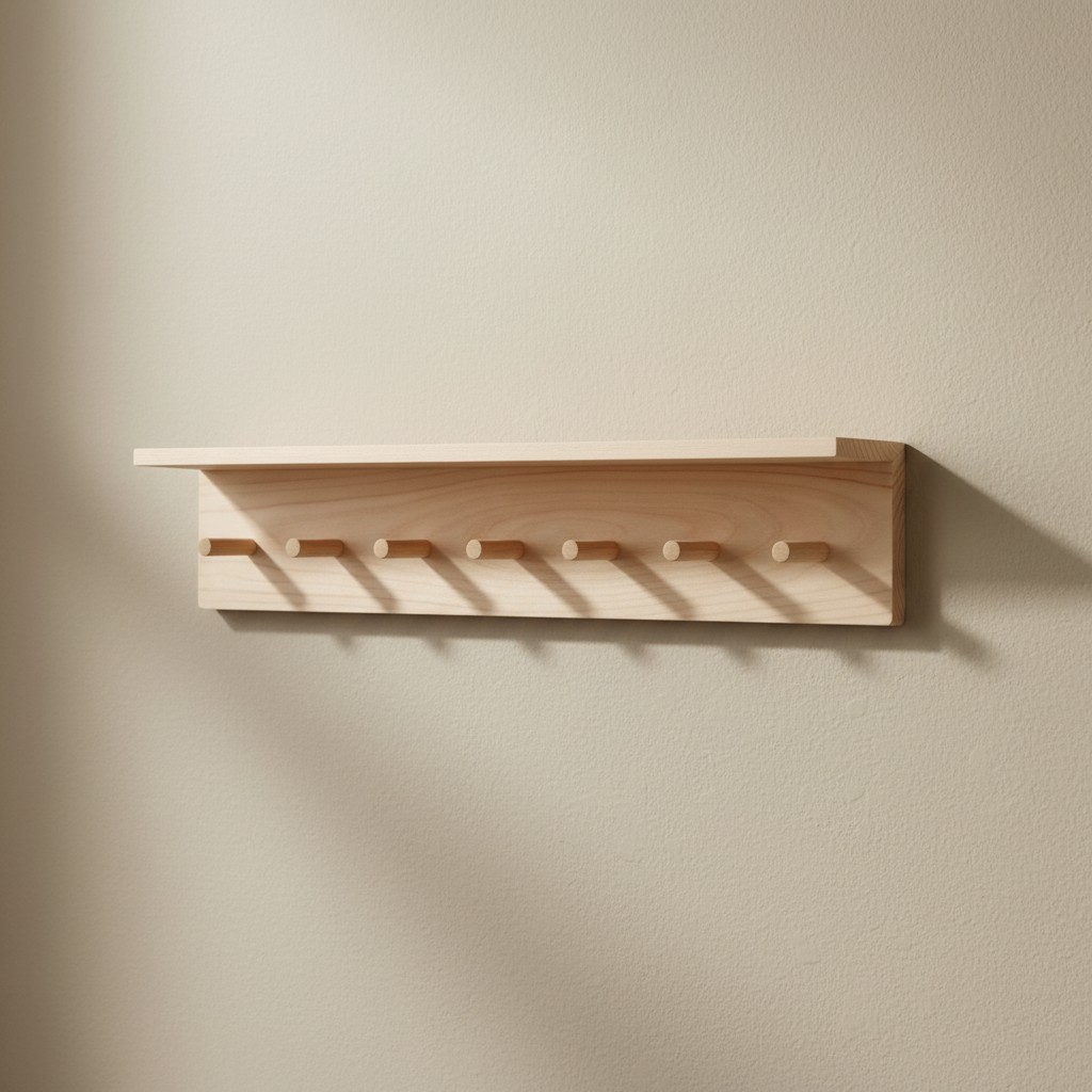 Wooden Wall Shelf with Hooks Set of 2 – Entryway & Nursery Organizer